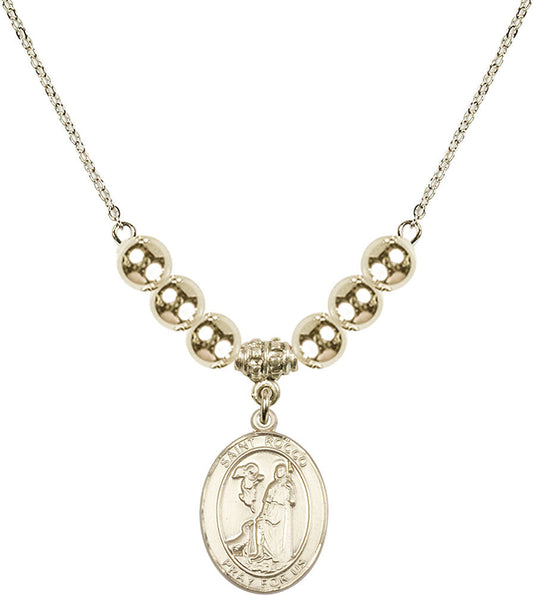 14kt Gold Filled Saint Rocco Birthstone Necklace with Gold Filled Beads - 8377