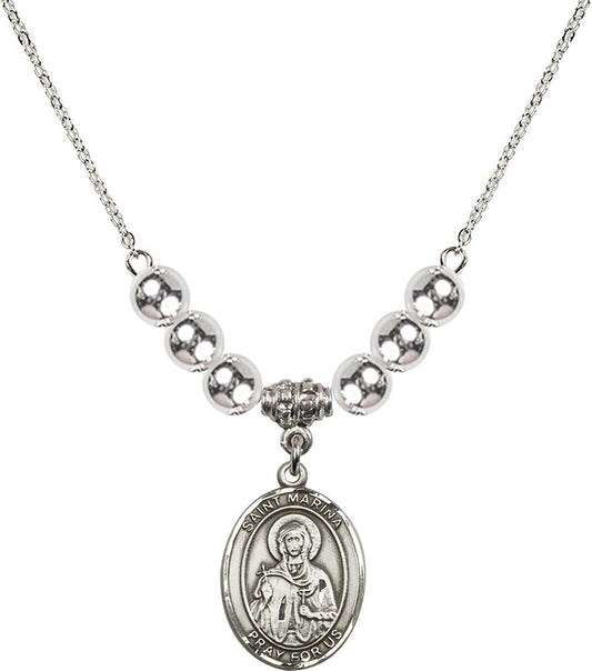 Sterling Silver Saint Marina Birthstone Necklace with Sterling Silver Beads - 8379