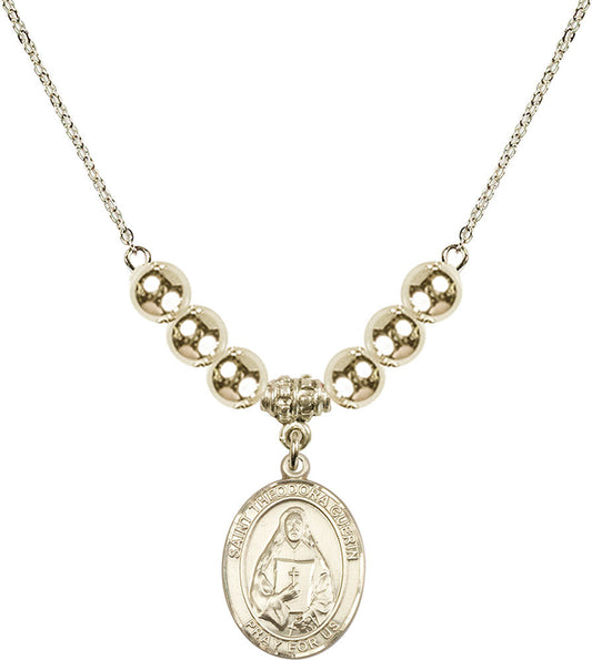 14kt Gold Filled Saint Theodora Birthstone Necklace with Gold Filled Beads - 8382