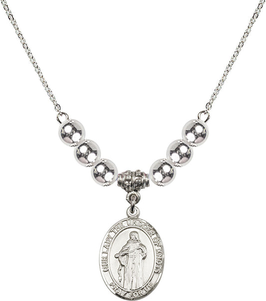 Sterling Silver Our Lady the Undoer of Knots Birthstone Necklace with Sterling Silver Beads - 8383