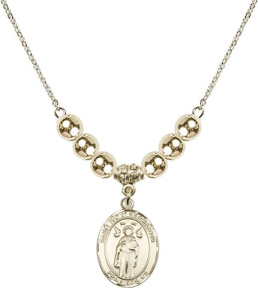 14kt Gold Filled Saint Ivo of Kelmartin Birthstone Necklace with Gold Filled Beads - 8384
