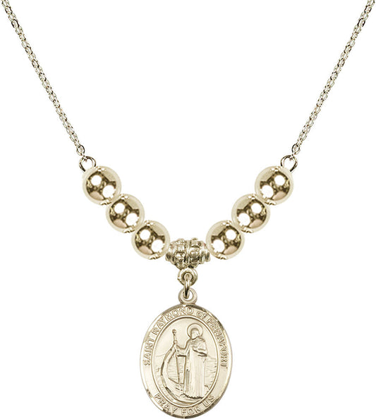 14kt Gold Filled Saint Raymond of Penafort Birthstone Necklace with Gold Filled Beads - 8385