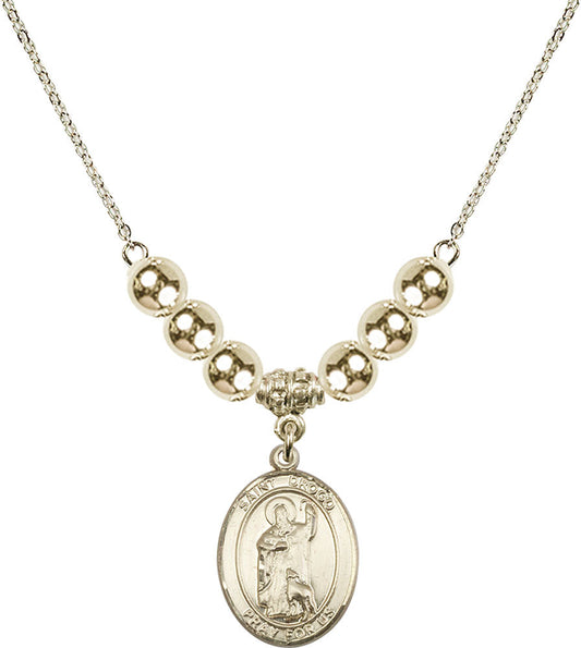 14kt Gold Filled Saint Drogo Birthstone Necklace with Gold Filled Beads - 8386