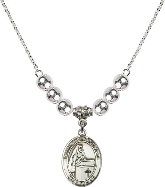 Sterling Silver Blessed Emilee Doultremont Birthstone Necklace with Sterling Silver Beads - 8390