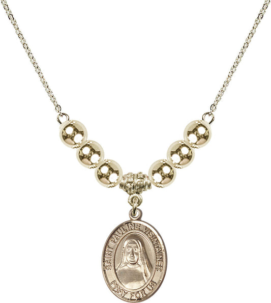 14kt Gold Filled Saint Pauline Visintainer Birthstone Necklace with Gold Filled Beads - 8391