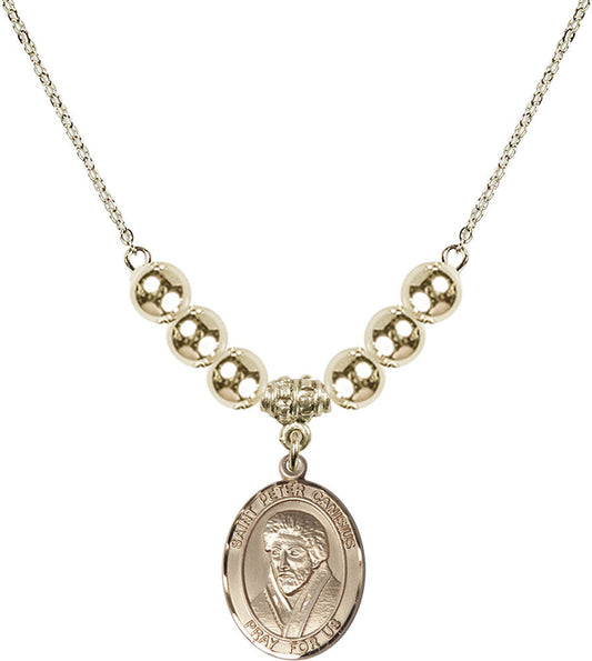 14kt Gold Filled Saint Peter Canisius Birthstone Necklace with Gold Filled Beads - 8393