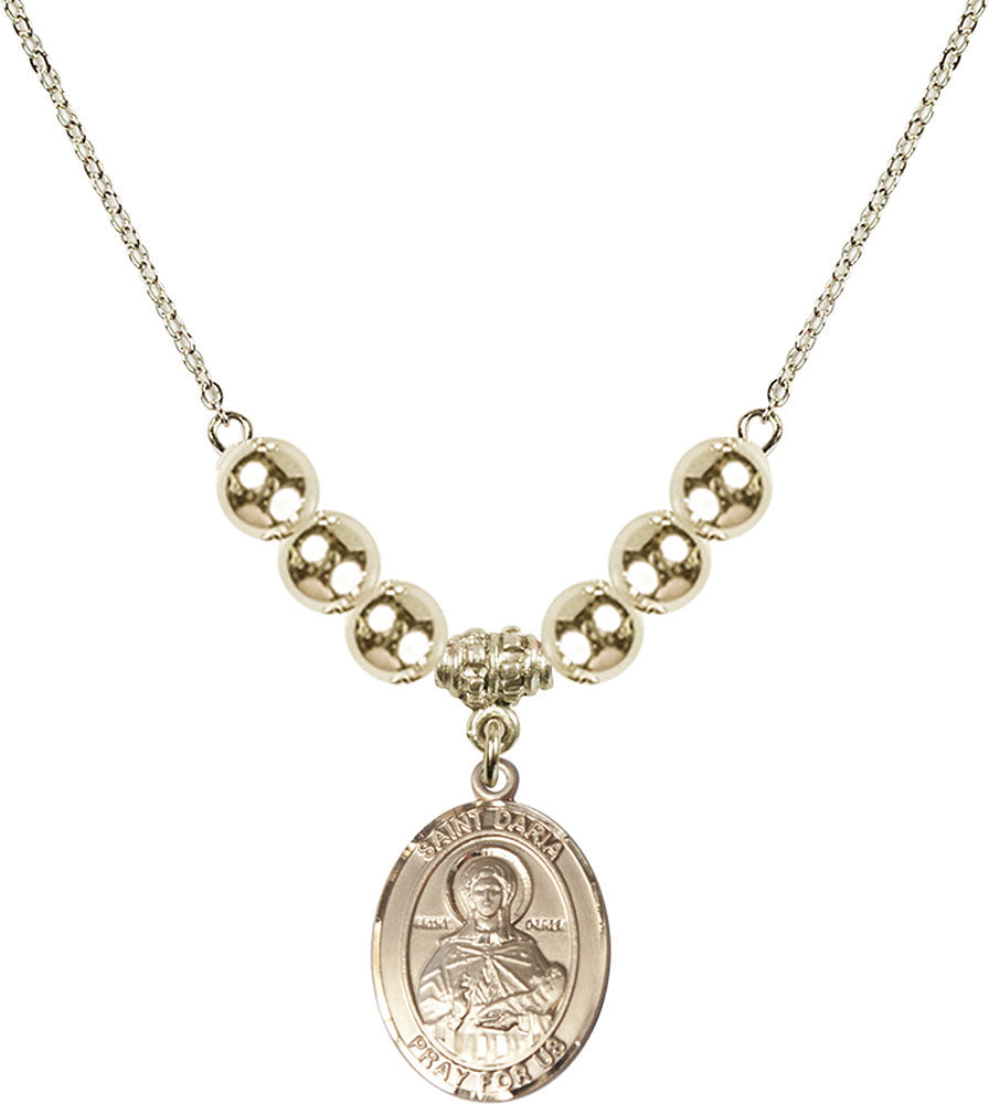 14kt Gold Filled Saint Daria Birthstone Necklace with Gold Filled Beads - 8396