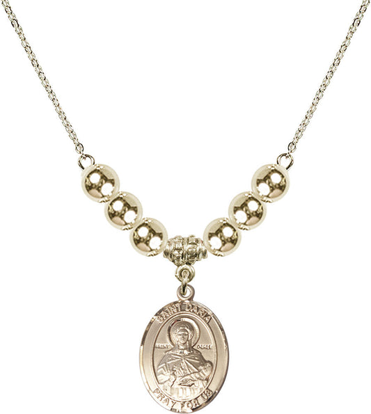 14kt Gold Filled Saint Daria Birthstone Necklace with Gold Filled Beads - 8396