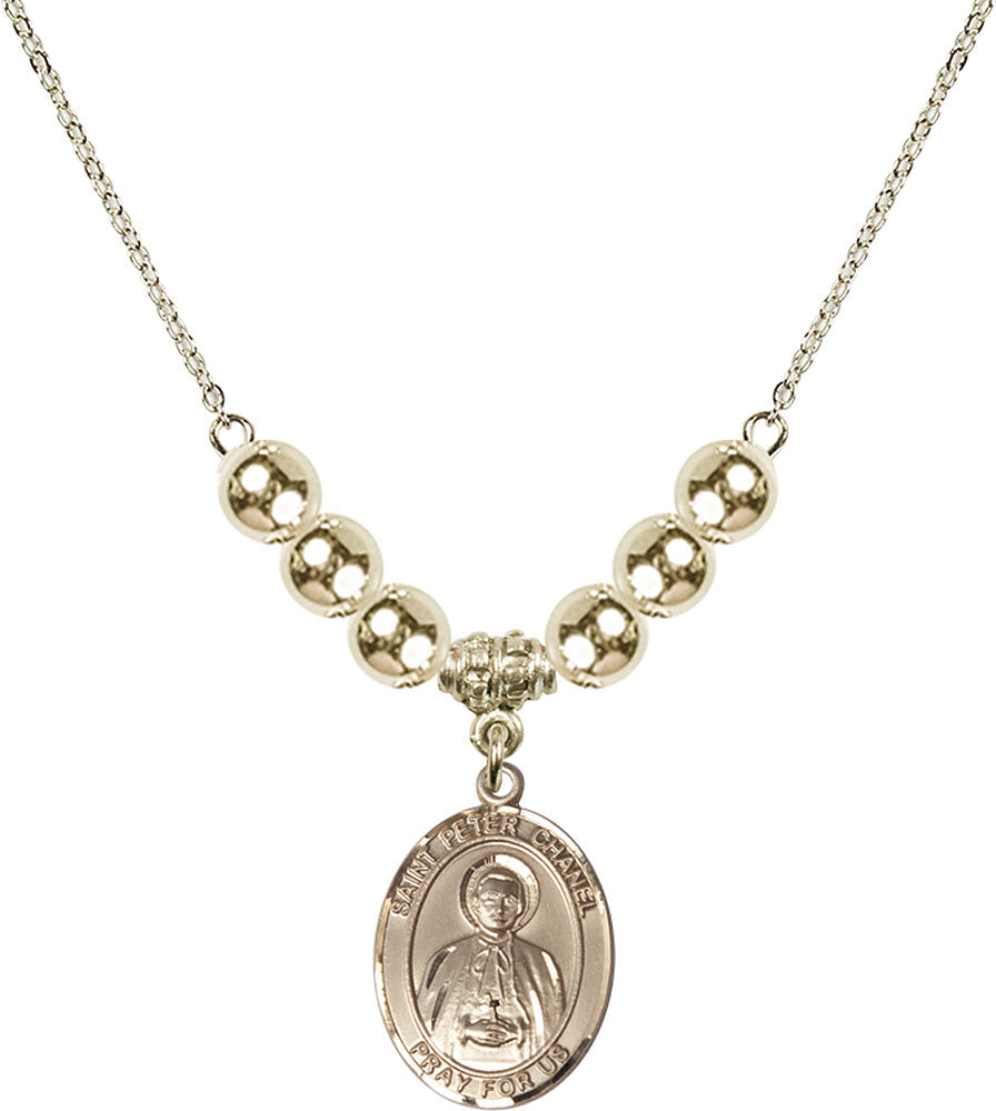 14kt Gold Filled Saint Peter Chanel Birthstone Necklace with Gold Filled Beads - 8397