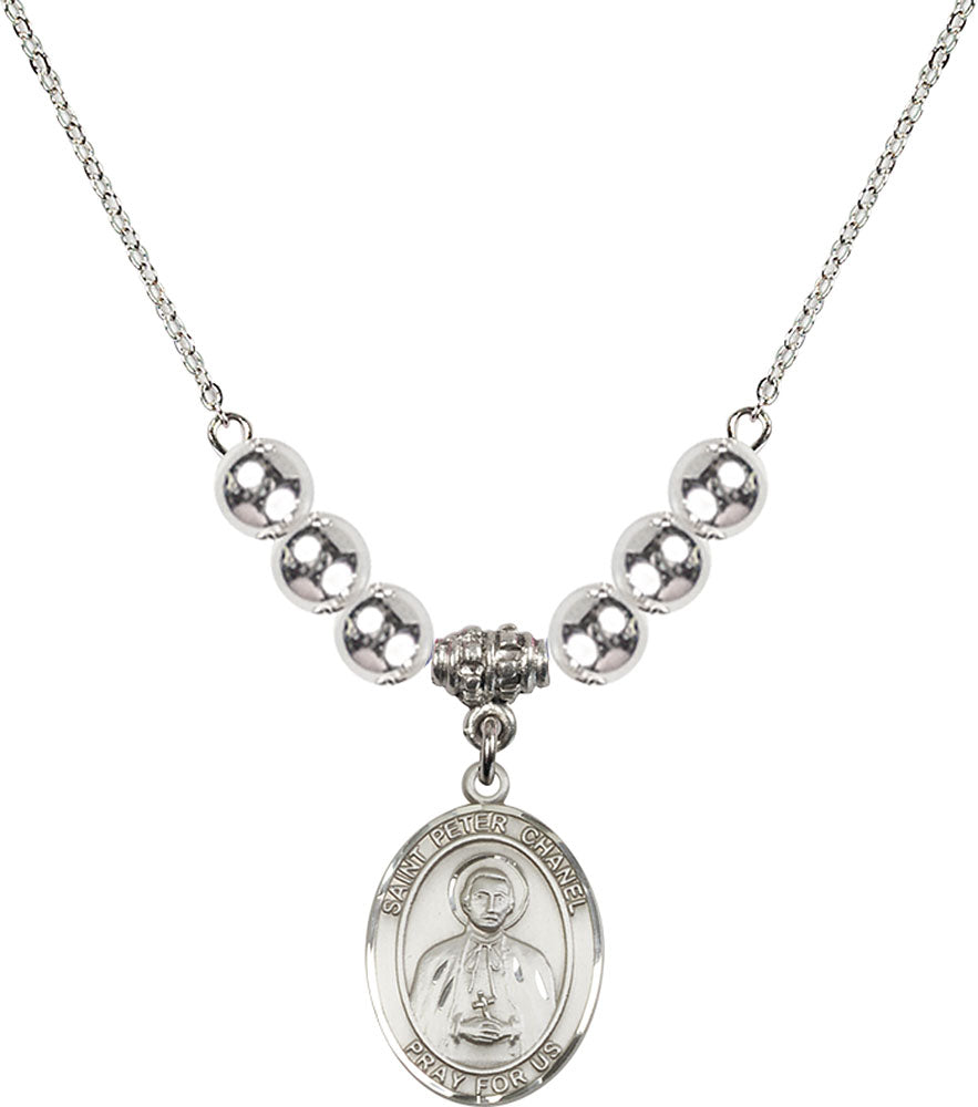 Sterling Silver Saint Peter Chanel Birthstone Necklace with Sterling Silver Beads - 8397