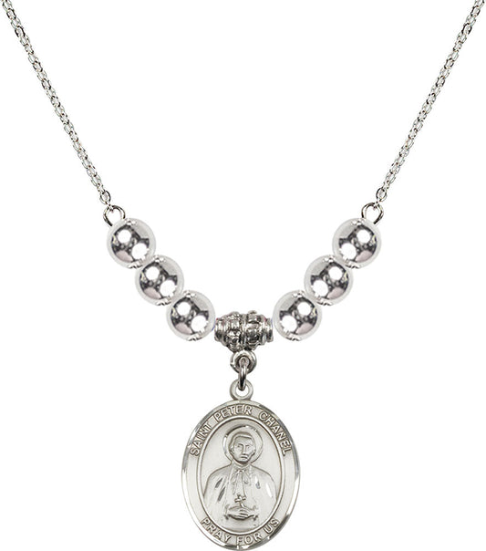Sterling Silver Saint Peter Chanel Birthstone Necklace with Sterling Silver Beads - 8397