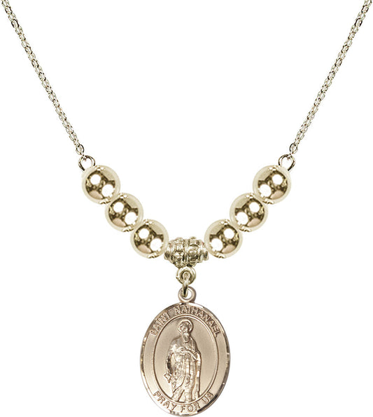 14kt Gold Filled Saint Nathanael Birthstone Necklace with Gold Filled Beads - 8398