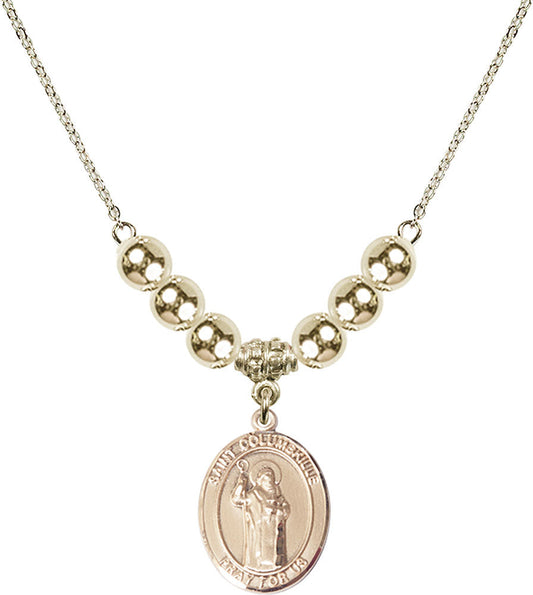 14kt Gold Filled Saint Columbkille Birthstone Necklace with Gold Filled Beads - 8399