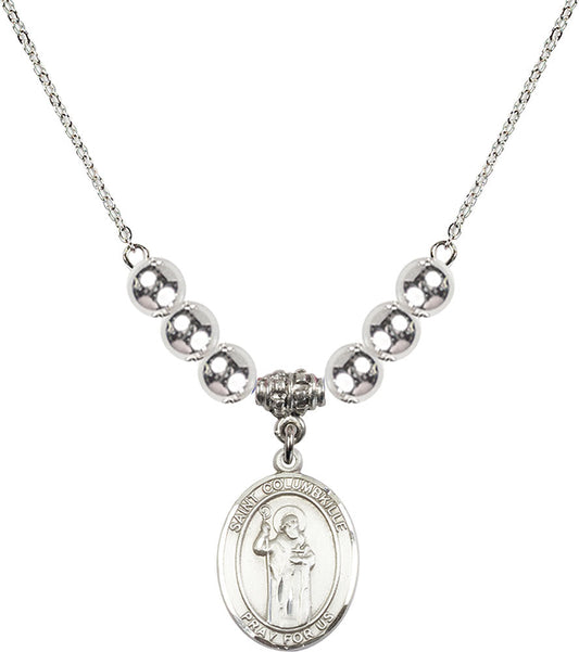 Sterling Silver Saint Columbkille Birthstone Necklace with Sterling Silver Beads - 8399