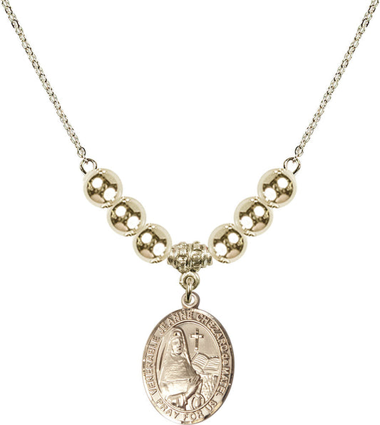 14kt Gold Filled Saint Jeanne Chezard de Matel Birthstone Necklace with Gold Filled Beads - 8401