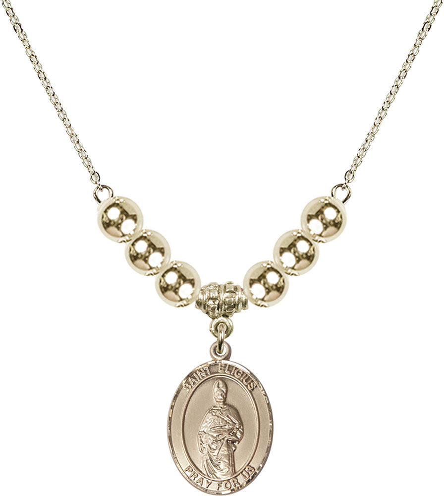 14kt Gold Filled Saint Eligius Birthstone Necklace with Gold Filled Beads - 8402