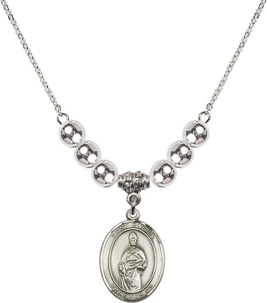 Sterling Silver Saint Eligius Birthstone Necklace with Sterling Silver Beads - 8402