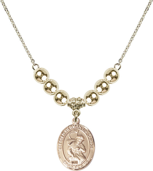 14kt Gold Filled Blessed Herman the Cripple Birthstone Necklace with Gold Filled Beads - 8403