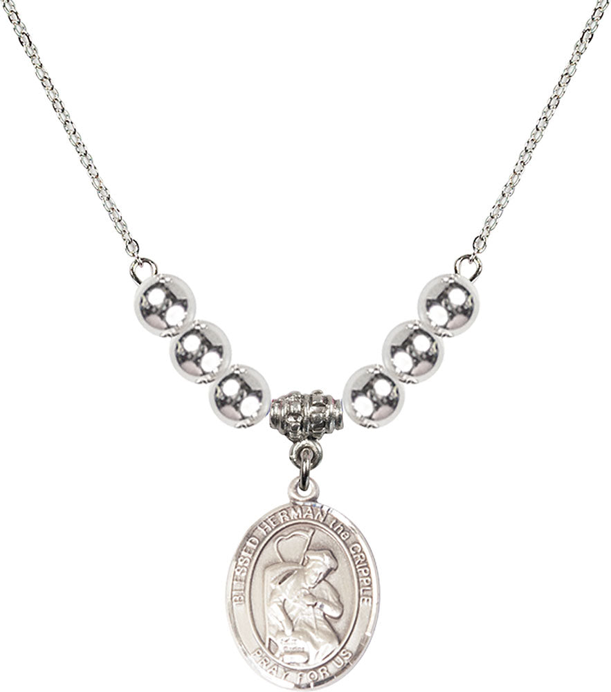 Sterling Silver Blessed Herman the Cripple Birthstone Necklace with Sterling Silver Beads - 8403