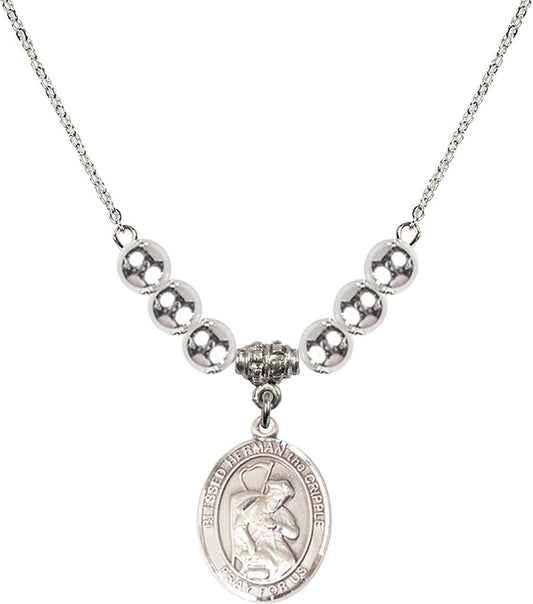 Sterling Silver Blessed Herman the Cripple Birthstone Necklace with Sterling Silver Beads - 8403