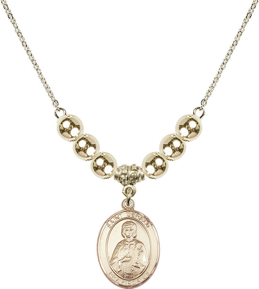 14kt Gold Filled Saint Gerald Birthstone Necklace with Gold Filled Beads - 8404