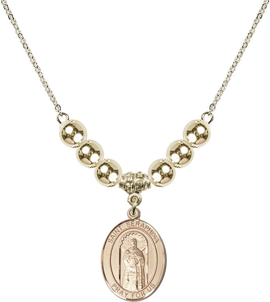 14kt Gold Filled Saint Seraphina Birthstone Necklace with Gold Filled Beads - 8405