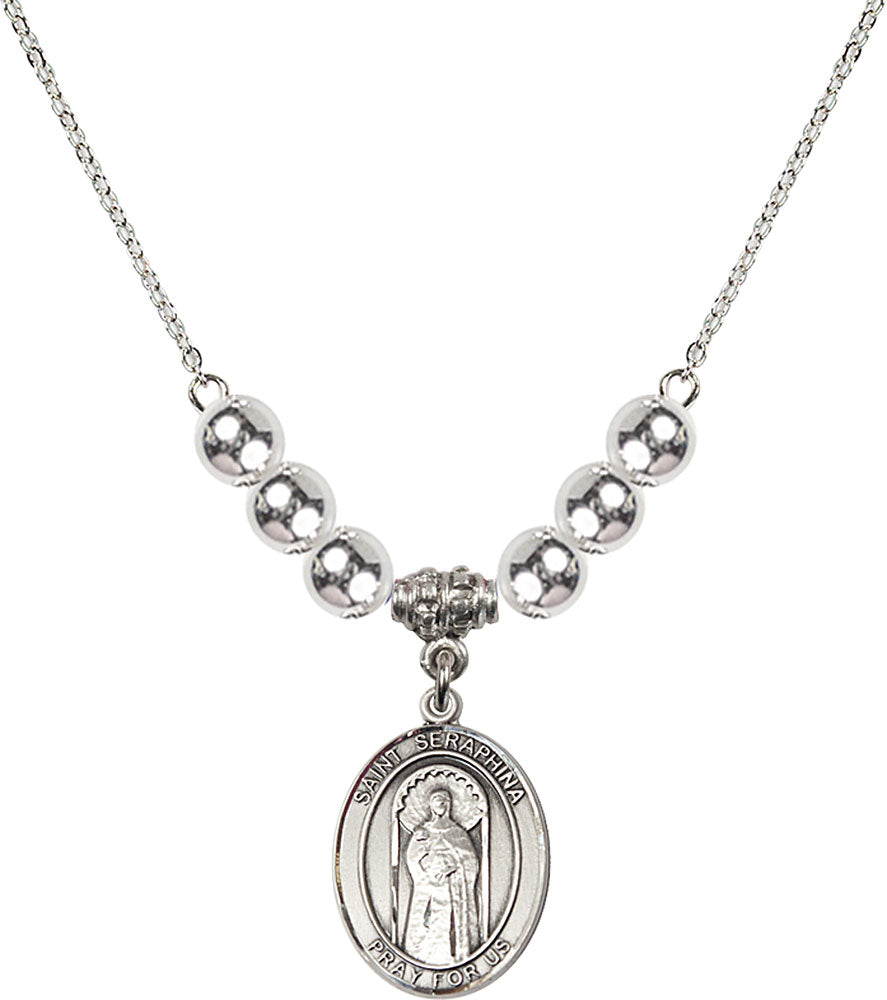Sterling Silver Saint Seraphina Birthstone Necklace with Sterling Silver Beads - 8405