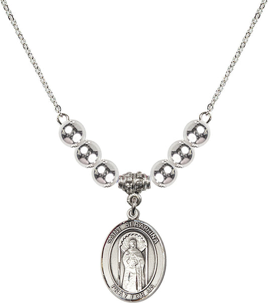 Sterling Silver Saint Seraphina Birthstone Necklace with Sterling Silver Beads - 8405