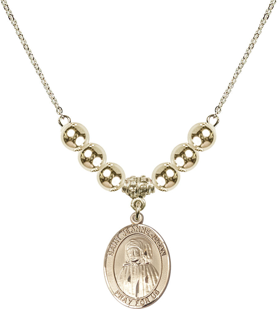 14kt Gold Filled Saint Jeanne Jugan Birthstone Necklace with Gold Filled Beads - 8409