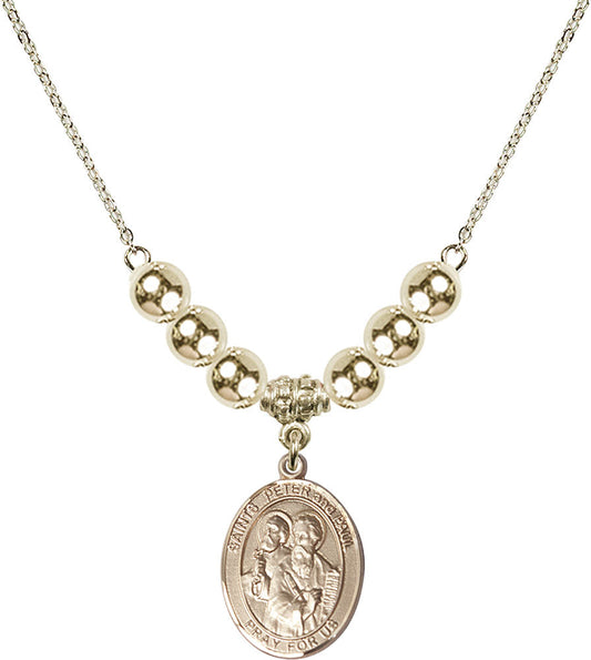 14kt Gold Filled Saints Peter & Paul Birthstone Necklace with Gold Filled Beads - 8410