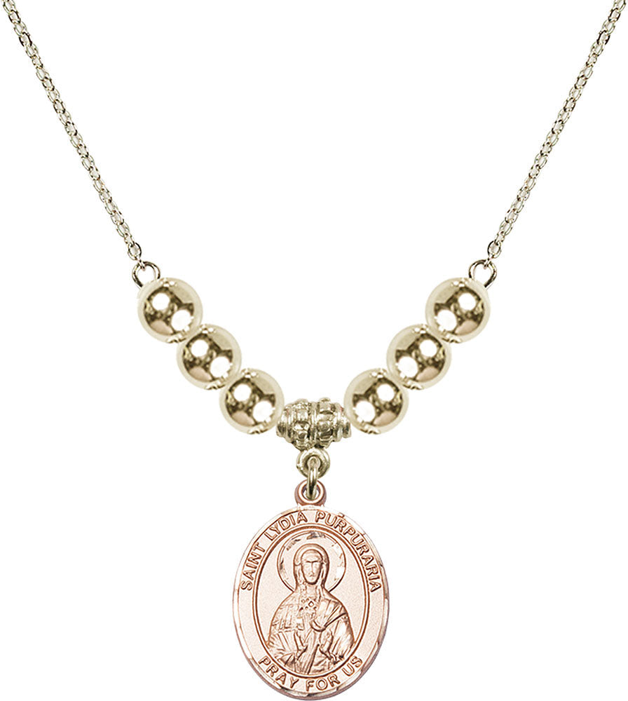 14kt Gold Filled Saint Lydia Purpuraria Birthstone Necklace with Gold Filled Beads - 8411