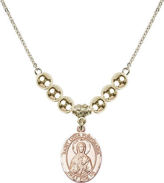 14kt Gold Filled Saint Lydia Purpuraria Birthstone Necklace with Gold Filled Beads - 8411
