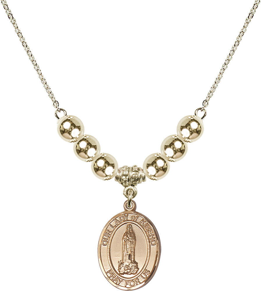 14kt Gold Filled Our Lady of Kibeho Birthstone Necklace with Gold Filled Beads - 8414