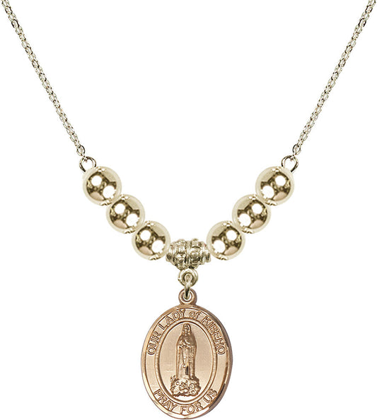 14kt Gold Filled Our Lady of Kibeho Birthstone Necklace with Gold Filled Beads - 8414