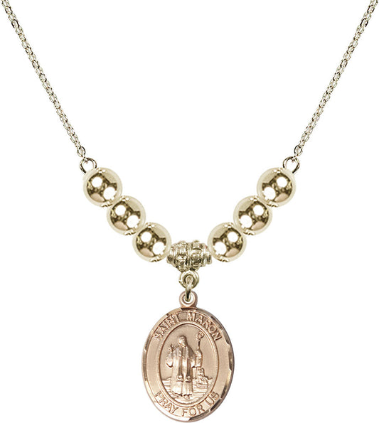 14kt Gold Filled Saint Maron Birthstone Necklace with Gold Filled Beads - 8417