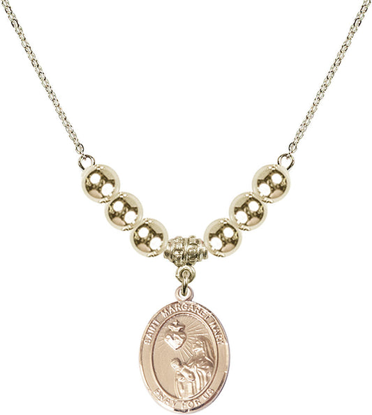 14kt Gold Filled Saint Margaret Mary Alacoque Birthstone Necklace with Gold Filled Beads - 8420