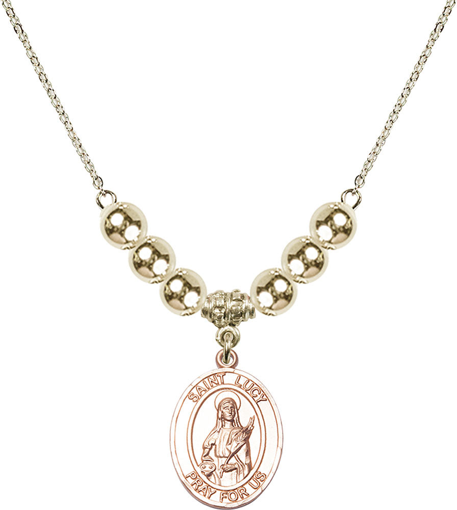 14kt Gold Filled Saint Lucy Birthstone Necklace with Gold Filled Beads - 8422