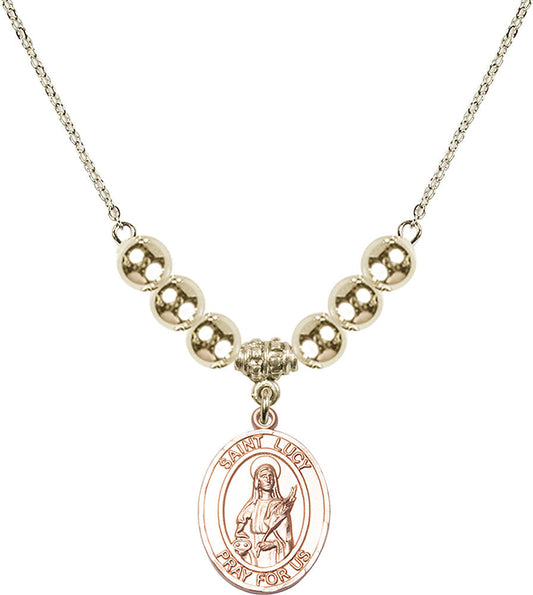 14kt Gold Filled Saint Lucy Birthstone Necklace with Gold Filled Beads - 8422