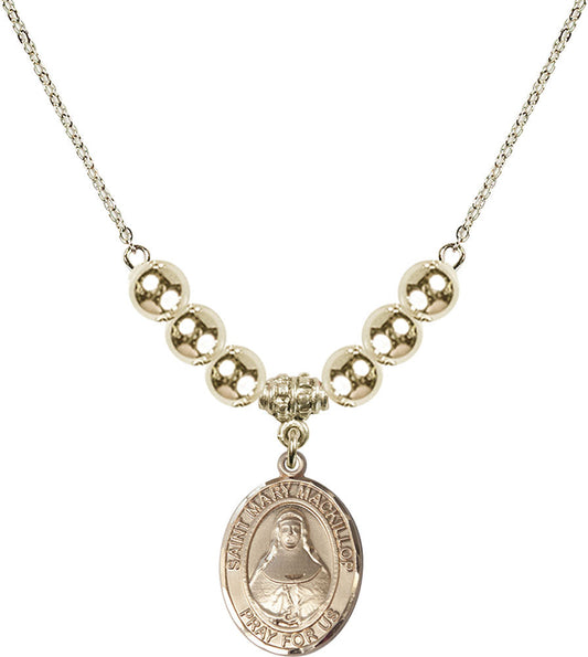 14kt Gold Filled Saint Mary Mackillop Birthstone Necklace with Gold Filled Beads - 8425