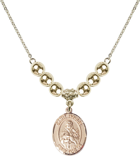 14kt Gold Filled Saint Fidelis Birthstone Necklace with Gold Filled Beads - 8426