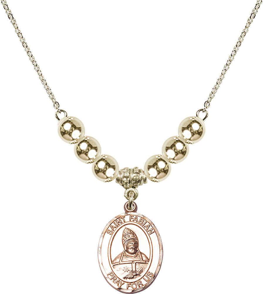 14kt Gold Filled Saint Fabian Birthstone Necklace with Gold Filled Beads - 8427
