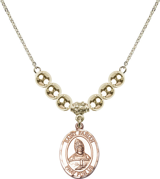 14kt Gold Filled Saint Fabian Birthstone Necklace with Gold Filled Beads - 8427