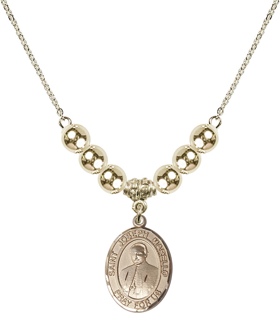 14kt Gold Filled Saint Joseph Marello Birthstone Necklace with Gold Filled Beads - 8430