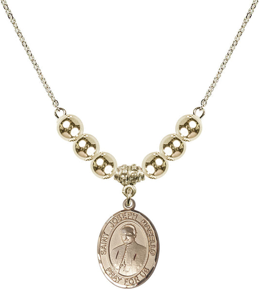 14kt Gold Filled Saint Joseph Marello Birthstone Necklace with Gold Filled Beads - 8430
