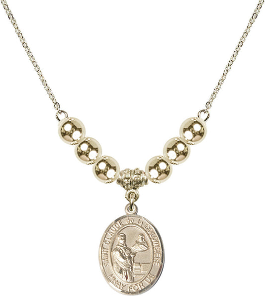 14kt Gold Filled Saint Claude de la Colombiere Birthstone Necklace with Gold Filled Beads - 8432