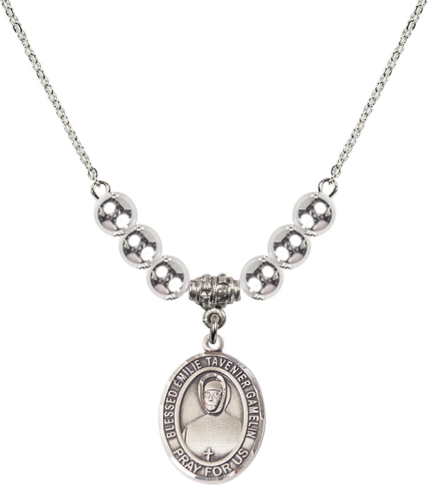 Sterling Silver Blessed Emilie Tavernier Gamelin Birthstone Necklace with Sterling Silver Beads - 8437