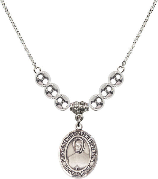 Sterling Silver Blessed Emilie Tavernier Gamelin Birthstone Necklace with Sterling Silver Beads - 8437