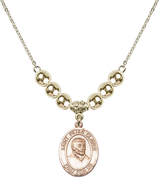 14kt Gold Filled Saint Peter Claver Birthstone Necklace with Gold Filled Beads - 8442
