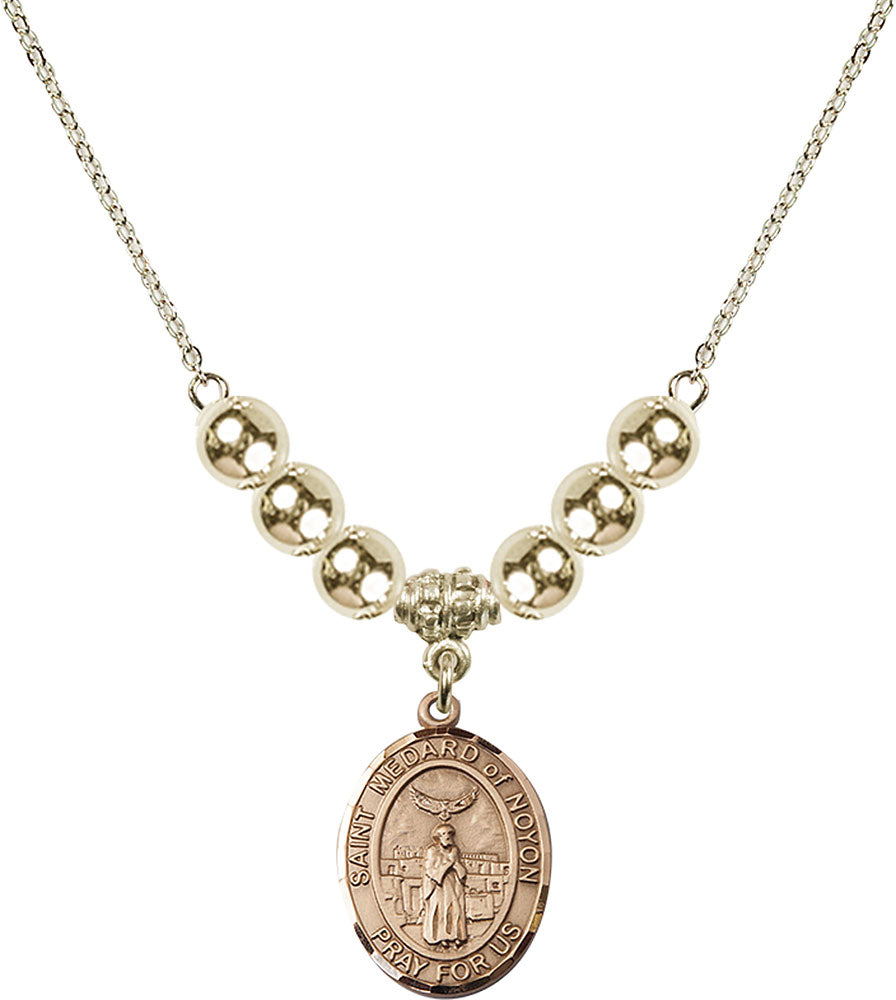 14kt Gold Filled Saint Medard of Noyon Birthstone Necklace with Gold Filled Beads - 8444