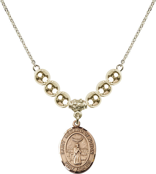 14kt Gold Filled Saint Medard of Noyon Birthstone Necklace with Gold Filled Beads - 8444